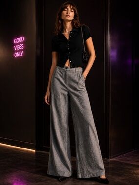 PierAntonioGaspari gray  Wide Leg Pants Coated Jeans IT 42 US 6 NWT